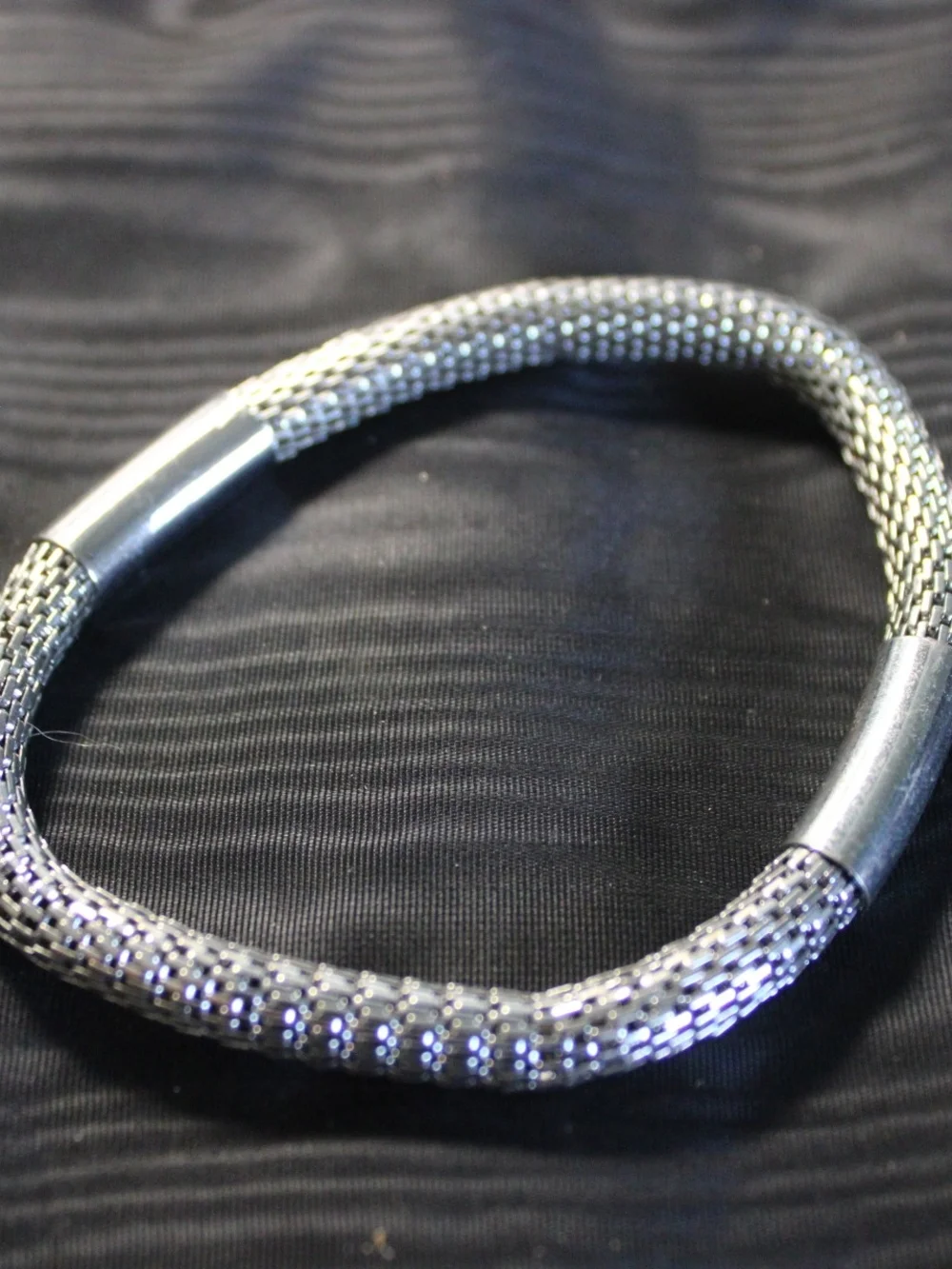 Lot of 3 Metallic Mesh Bracelets + Snakeskin Cuff + Silver Beaded Charm Bracelet